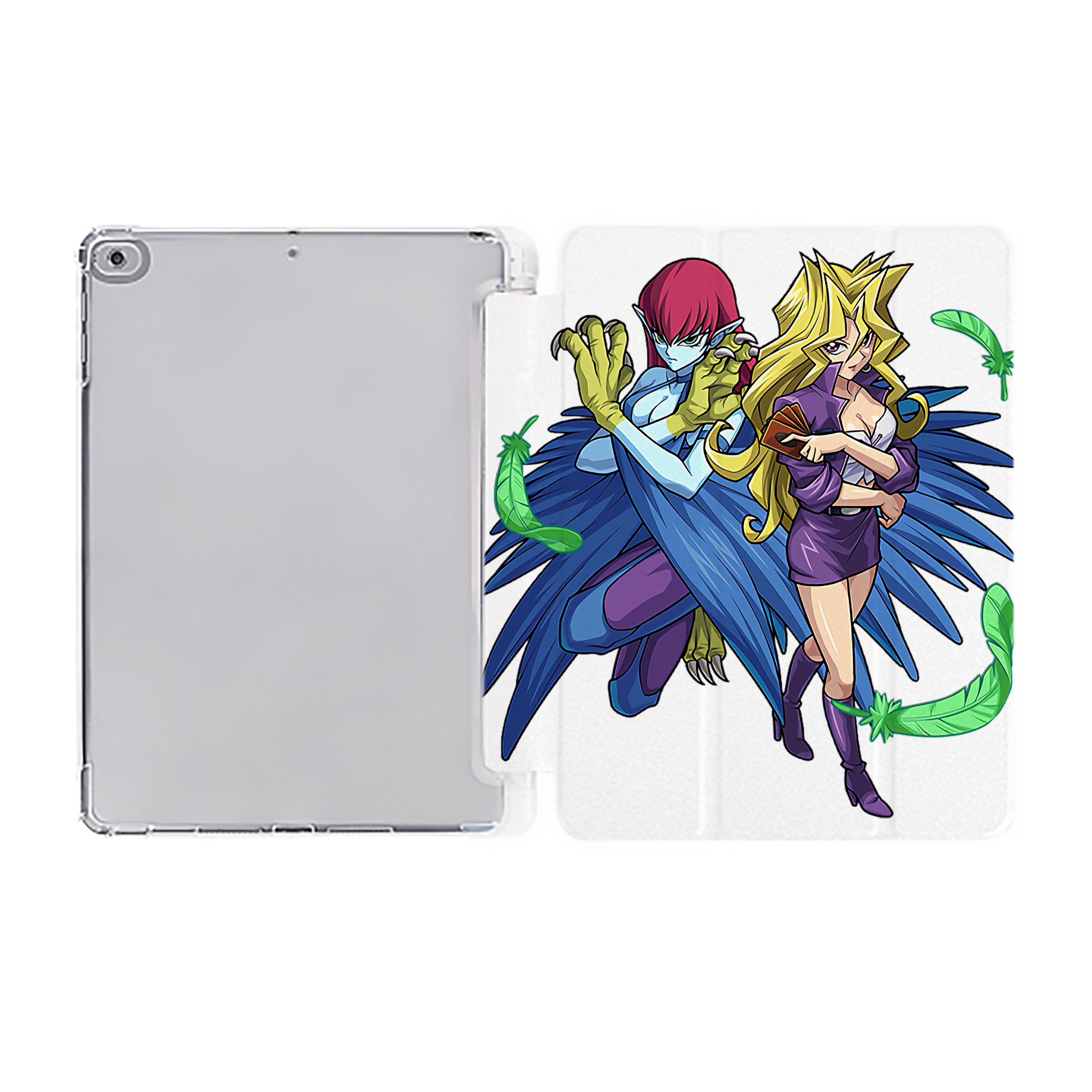 （画像用） 遊☆戯☆王 Yu-Gi-Oh! IPad ケース ペン収納付き 三つ折りスタンド PUレザー×シリコン 対応機種9.5/10.5/10.9インチ